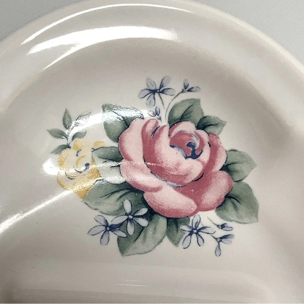 vtg PFALTZGRAFF Tea Rose Soap Dish Porcelain Roses Ridges 1989 Off White Pink